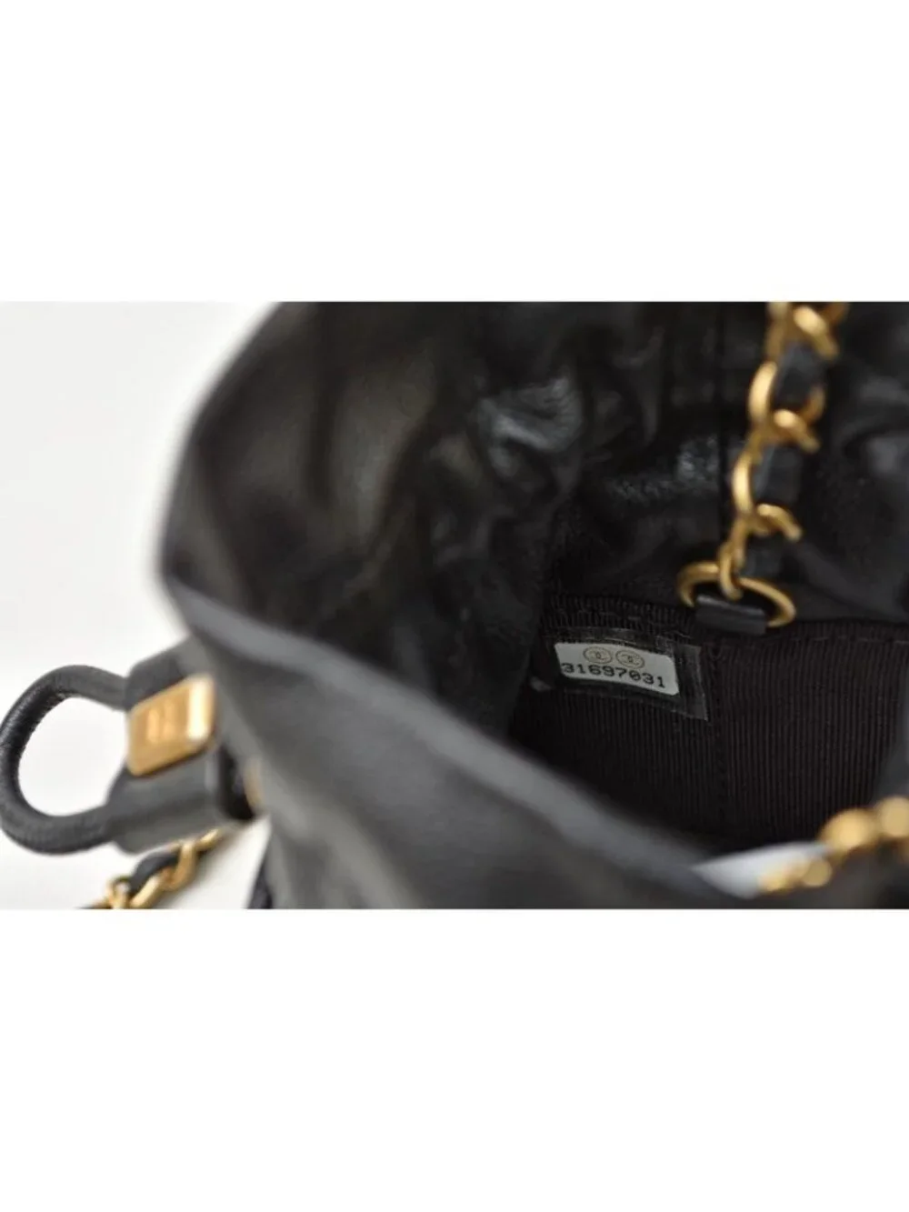 Chanel Chain Shoulder Bag Mini Cube Quilted Lambskin Black Gold
